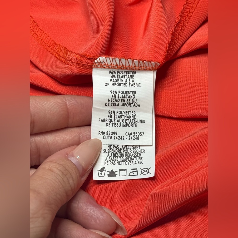 Bebe Size L Orange Satin Midi Dress with Cowl Neck NWT - Picture 7 of 9